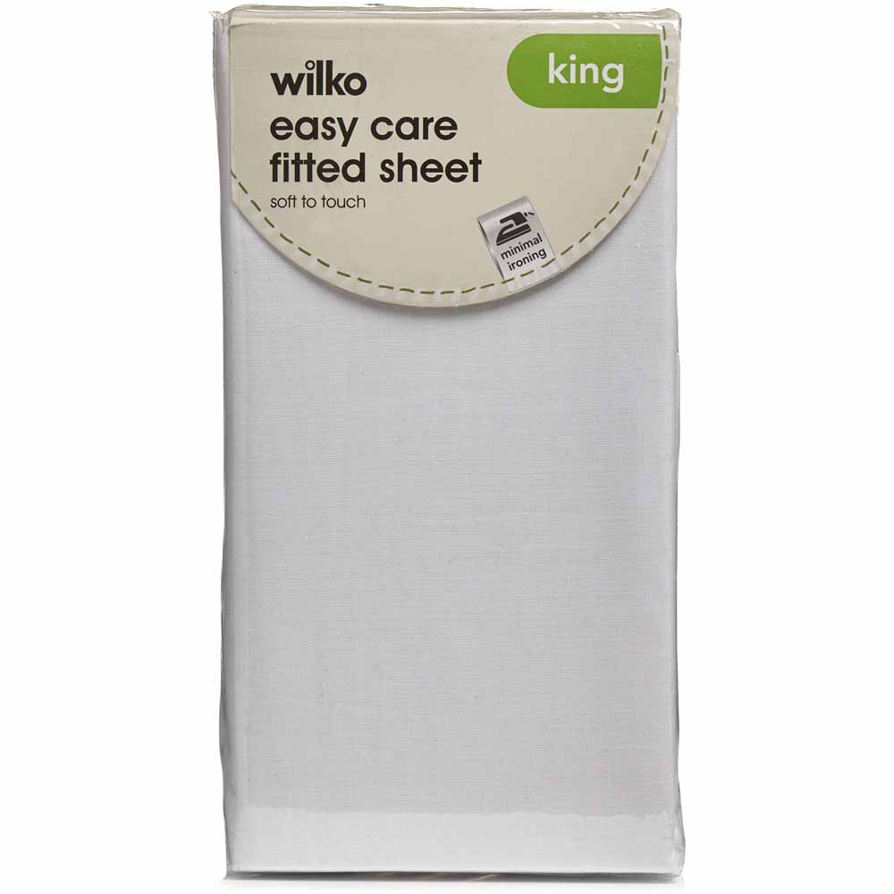 Wilko Easy Care White King Size Fitted Sheet Wilko