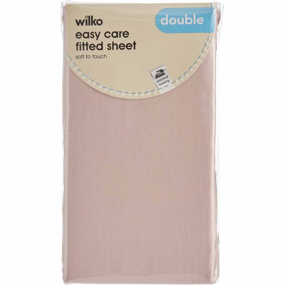 Wilko Easy Care Blush Pink Double Fitted Sheet Wilko