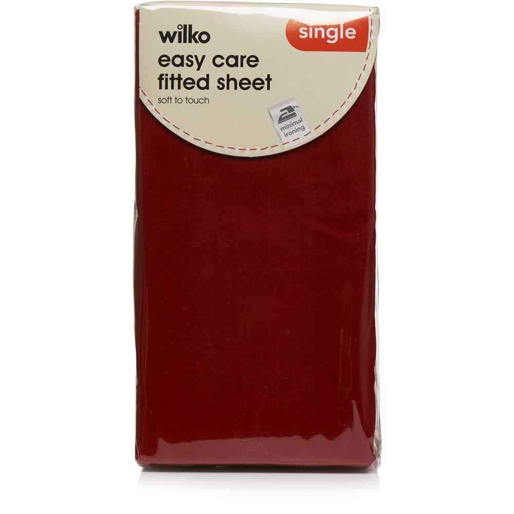 Wilko Easy Care Red Single Fitted Sheet Image 2