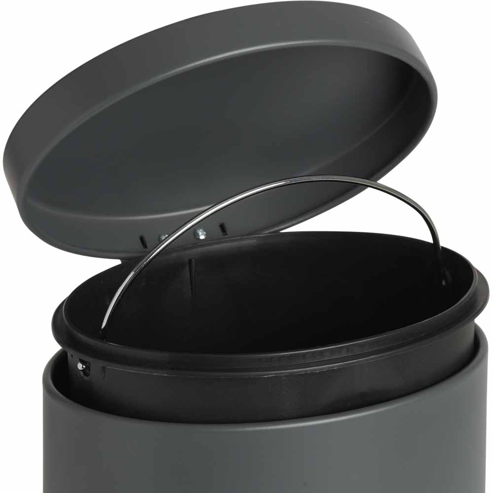 Wilko Grey Oval Pedal Bin Matte 5L Wilko