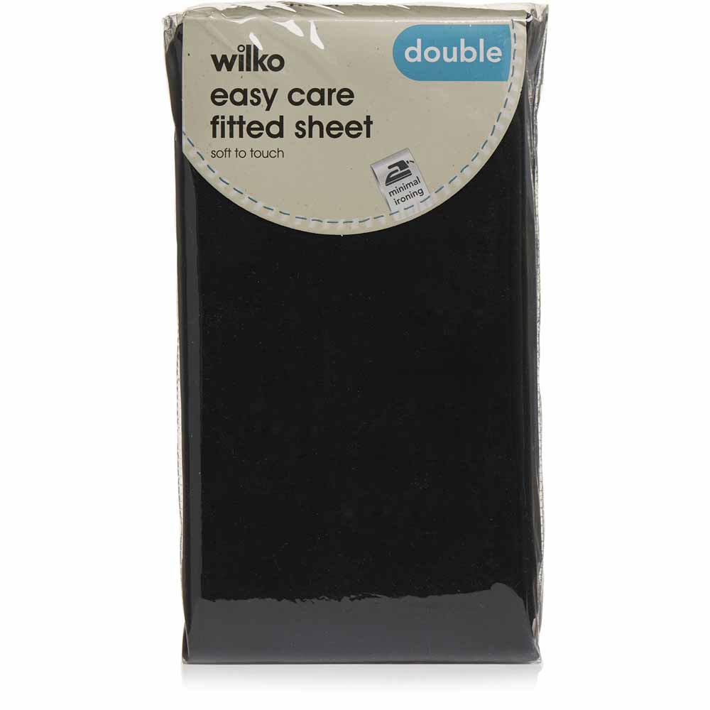 Wilko Easy Care Black Double Fitted Sheet | Wilko