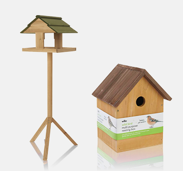 Bird feeding tables and nesting boxes