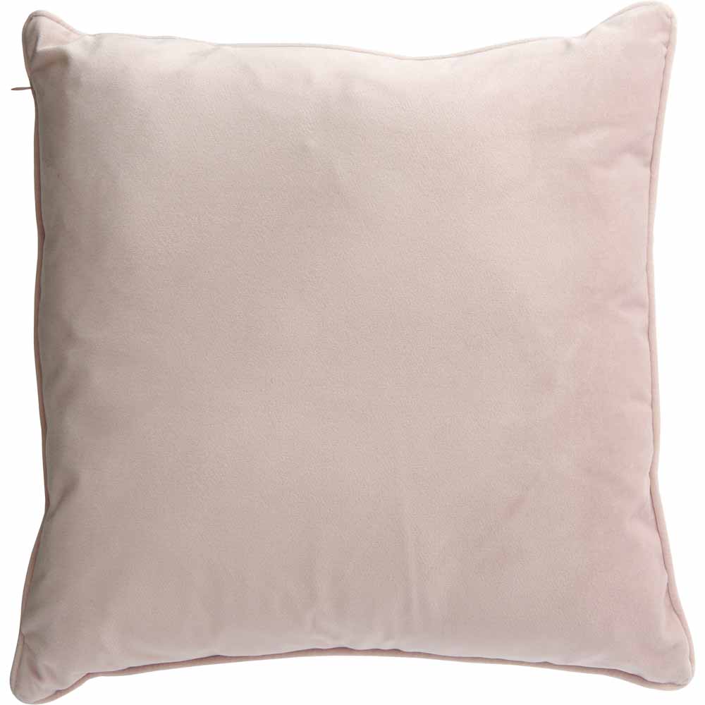 Wilko Pink Velour Cushion 43x43cm Image 1