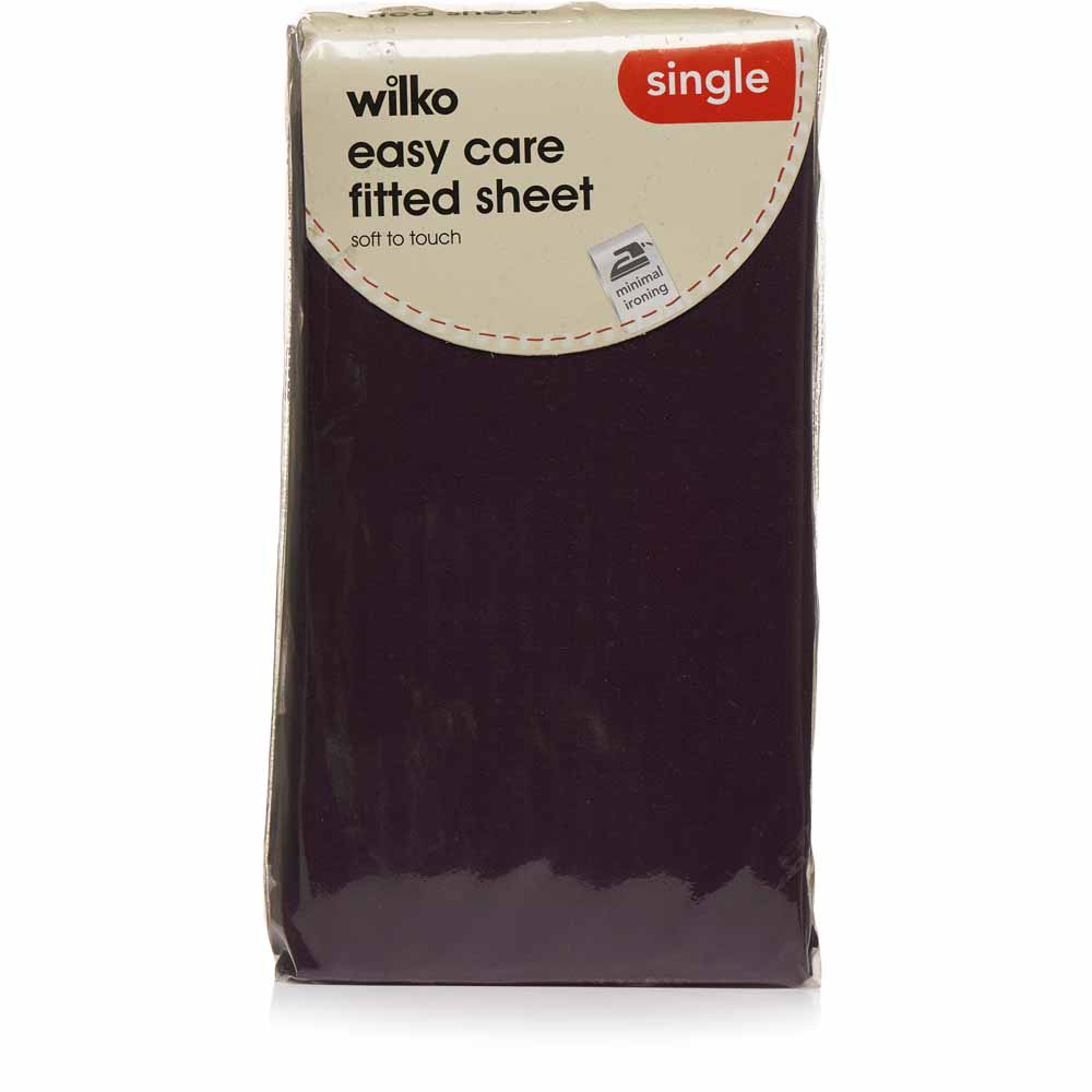Wilko Easy Care Plum Single Fitted Sheet Image 2