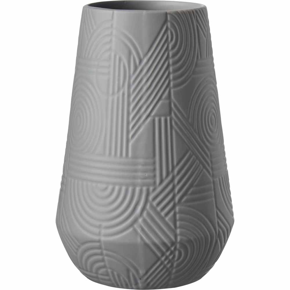 Wilko Geo Shape Grey Ceramic Vase Image 1