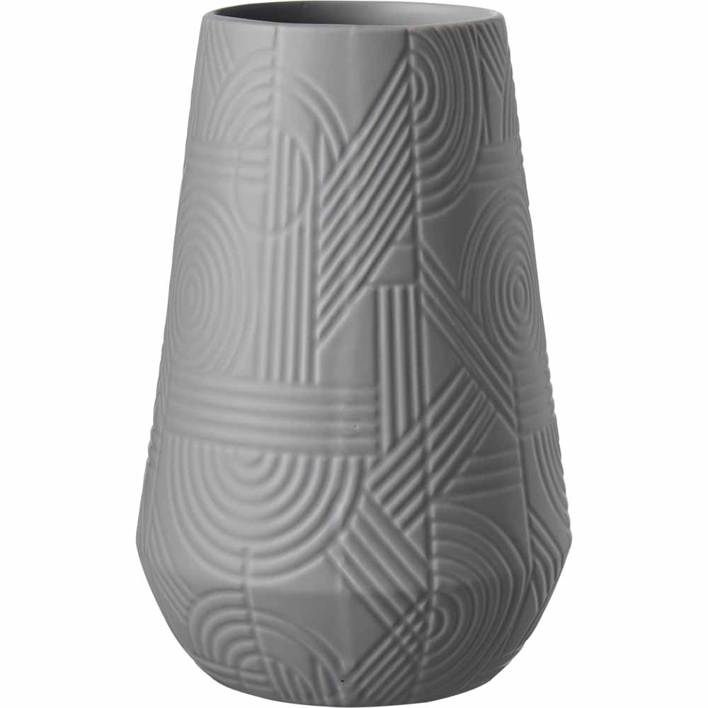 Wilko Geo Shape Grey Ceramic Vase Wilko