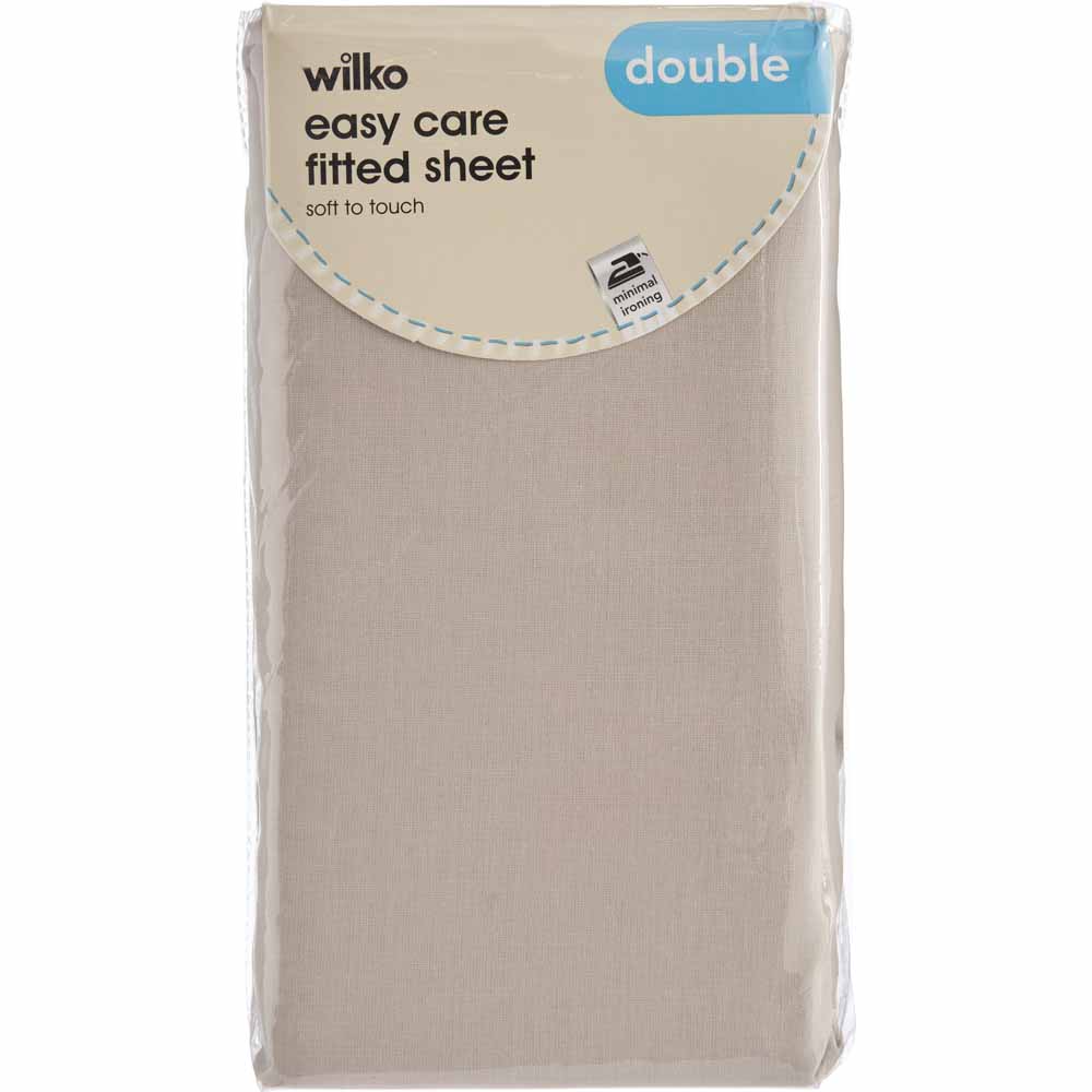 Wilko Easy Care Stone Double Fitted Sheet Wilko