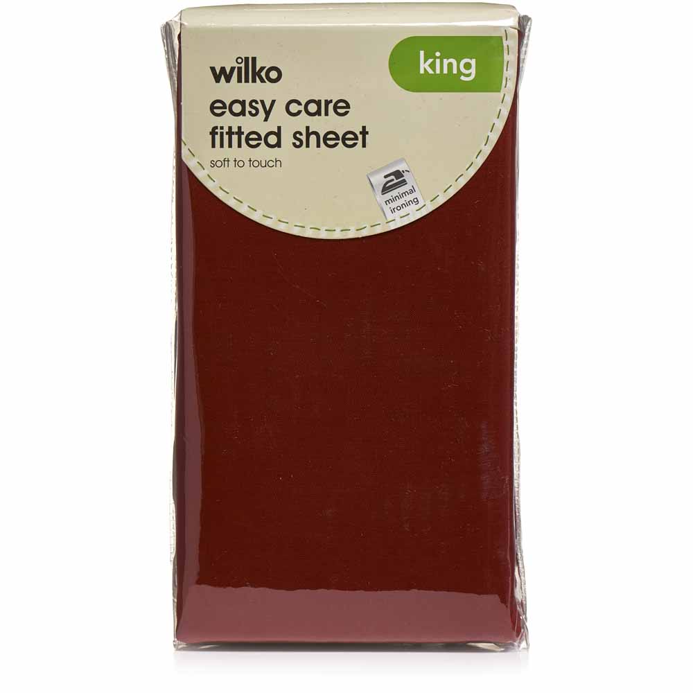 Wilko Easy Care Red King Size Fitted Sheet Image 2