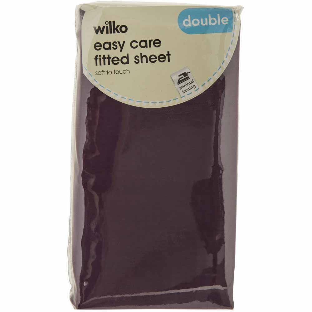Wilko Easy Care Plum Double Fitted Sheet Image 2