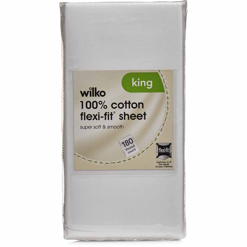 Wilko 100 Cotton White King Size Fitted Sheet Wilko