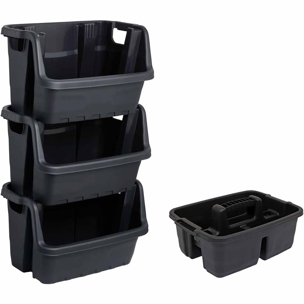Charles Bentley Strata Stacking Crate and Caddy Storage Bundle Image 1