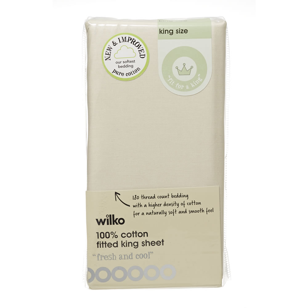 Wilko Parchment King Size Fitted Sheet Image 2