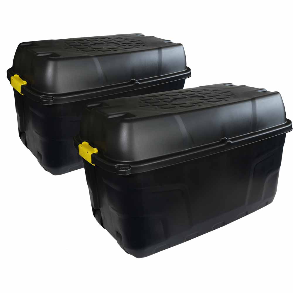 Charles Bentley Strata 2 x 175L Heavy Duty Trunk on Wheels Block Black Reprocessed Material