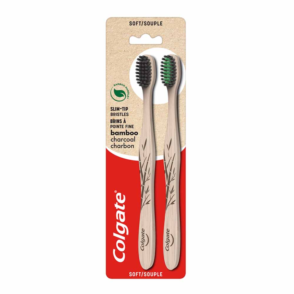 Colgate Bamboo Charcoal Soft Toothbrush 2 Pack Image