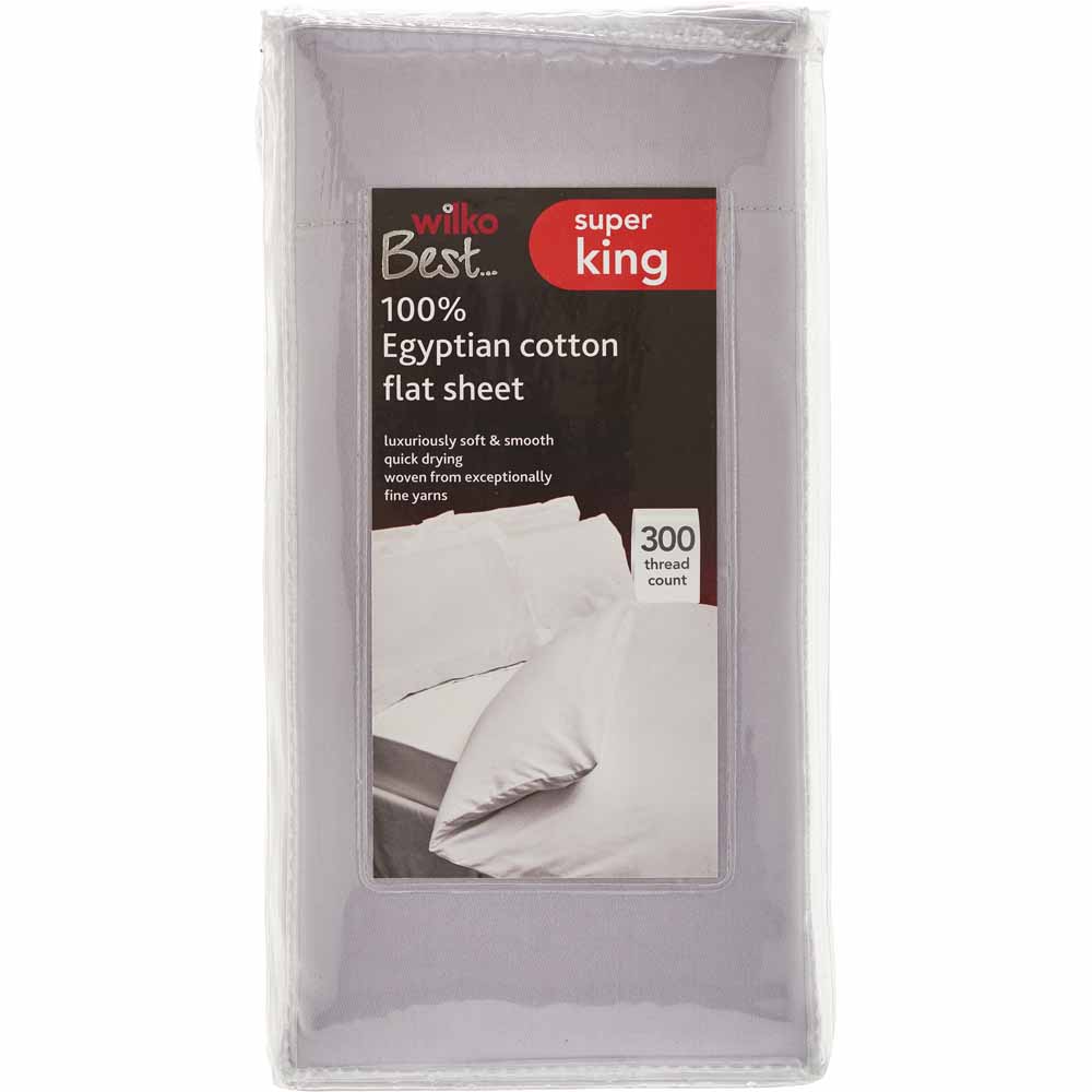 Wilko Best 100 Egyptian Cotton Grey Super King Size Flat Sheet Wilko