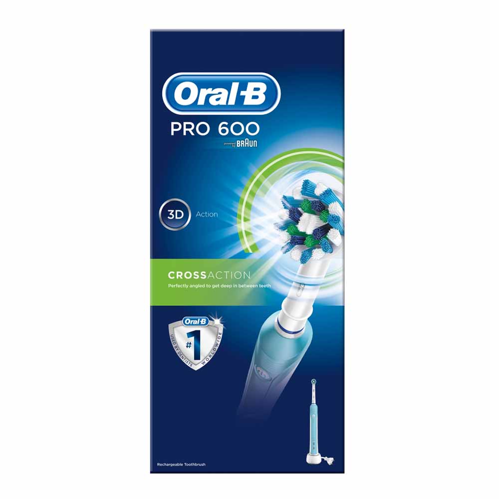 Oral-B Pro 600 Cross Action Electric Rechargeable Toothbrush  - wilko
