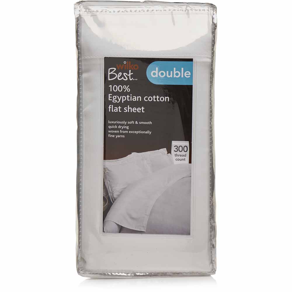 Wilko Best 100 Egyptian Cotton White Double Flat Sheet Wilko