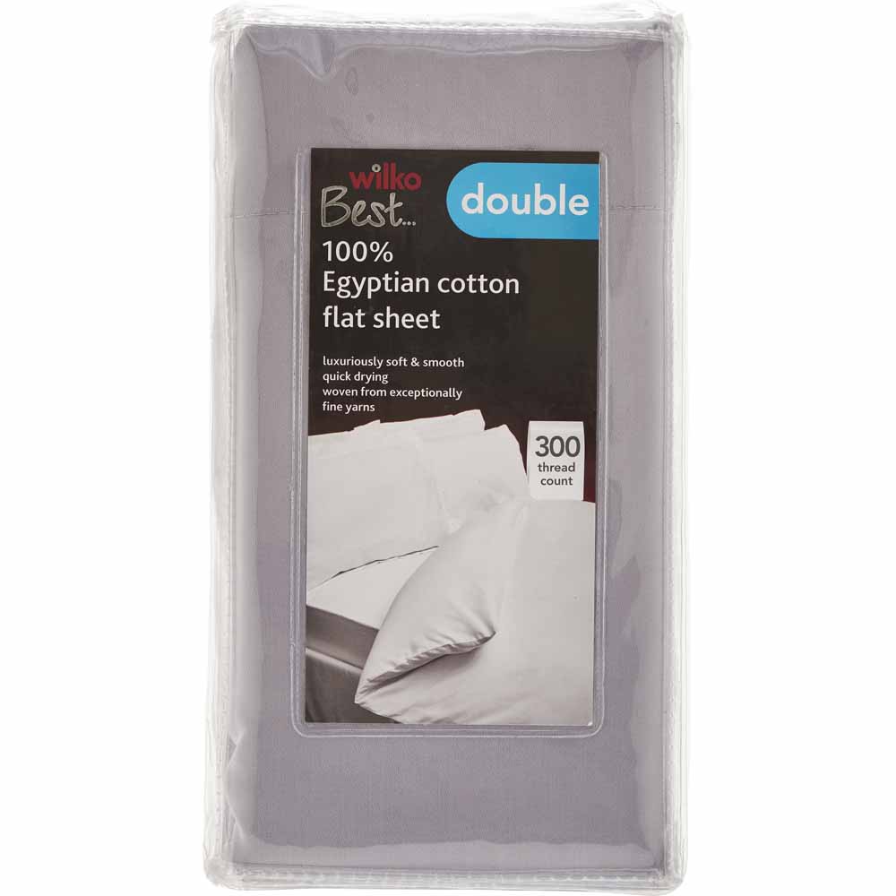 Wilko Best 100 Egyptian Cotton Grey Double Flat Sheet Wilko