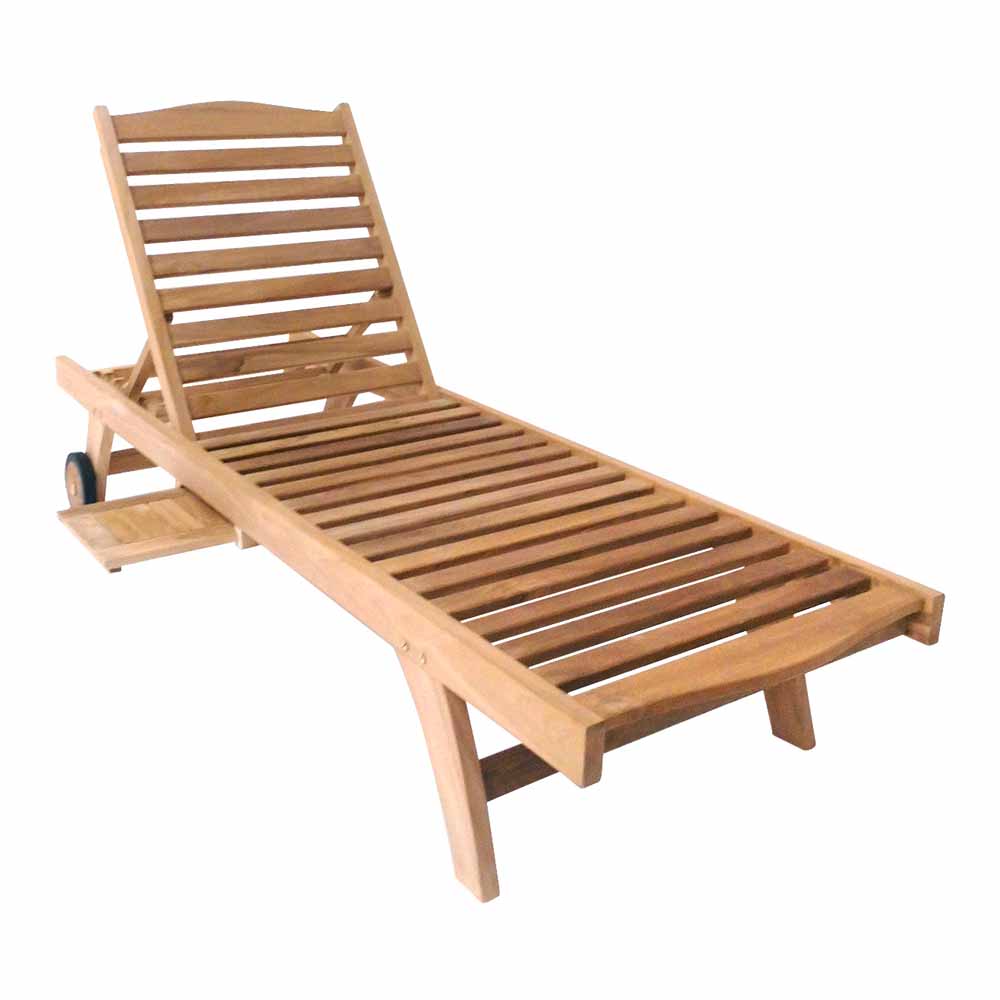 Charles Bentley Premium Teak Sun Lounger Image 1