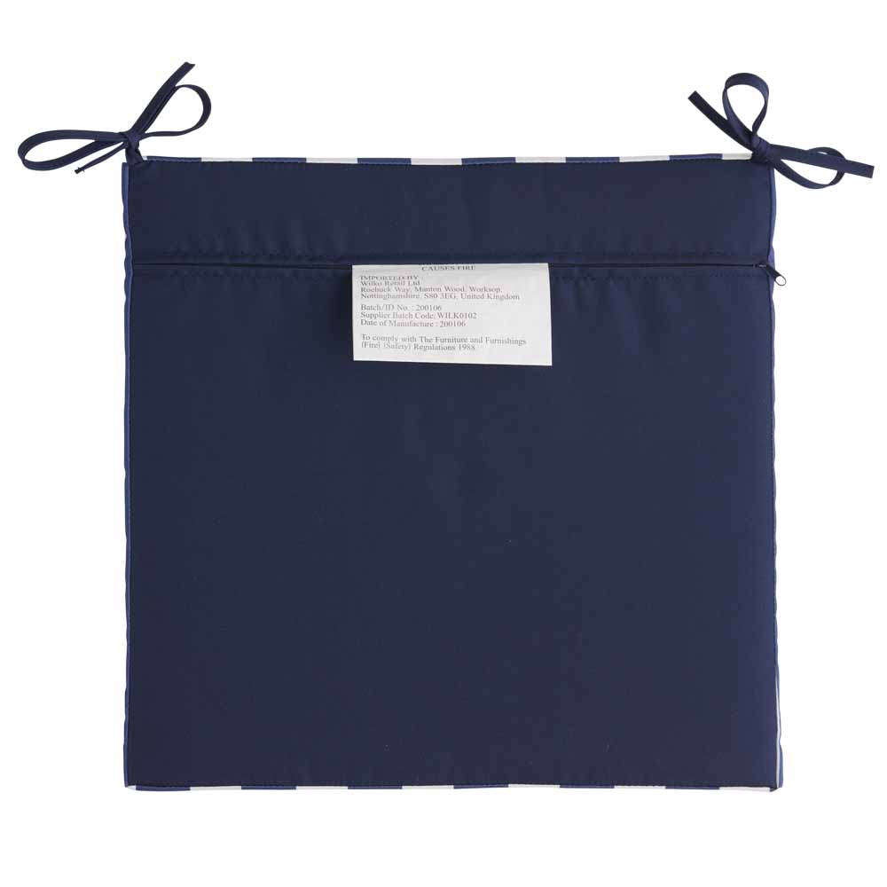 Wilko Seat Pad Blue Stripe Wilko