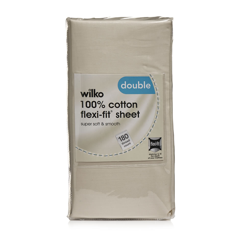 Wilko Flexi Fit Parchment Double Fitted Sheet Wilko