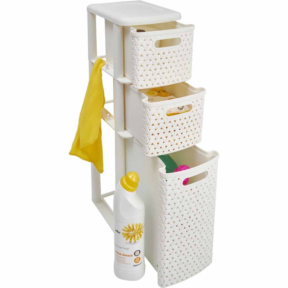 Wilko White Dec Storage Slimline Drawers Wilko