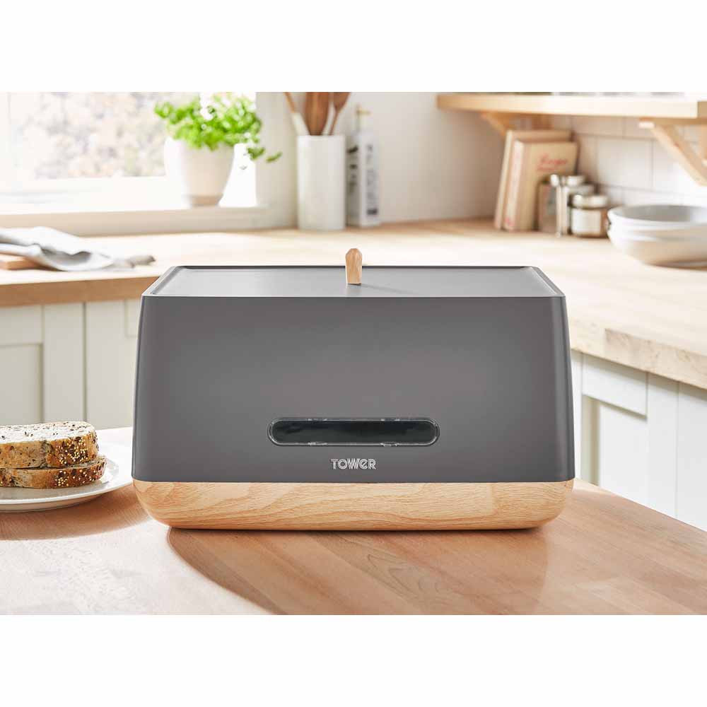 Tower Scandi Bread Bin Grey Wilko