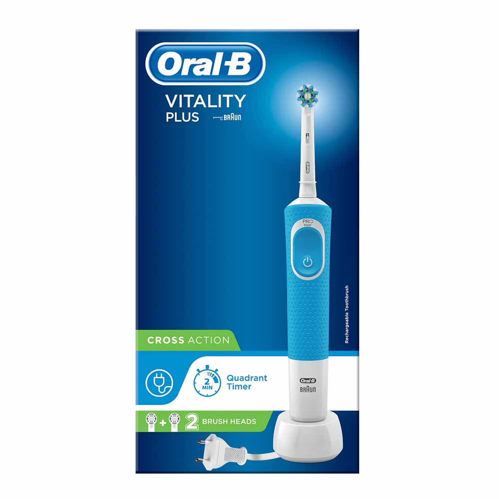 Oral-B Vitality Plus Cross Action Blue Electric Rechargeable Toothbrush Image 2