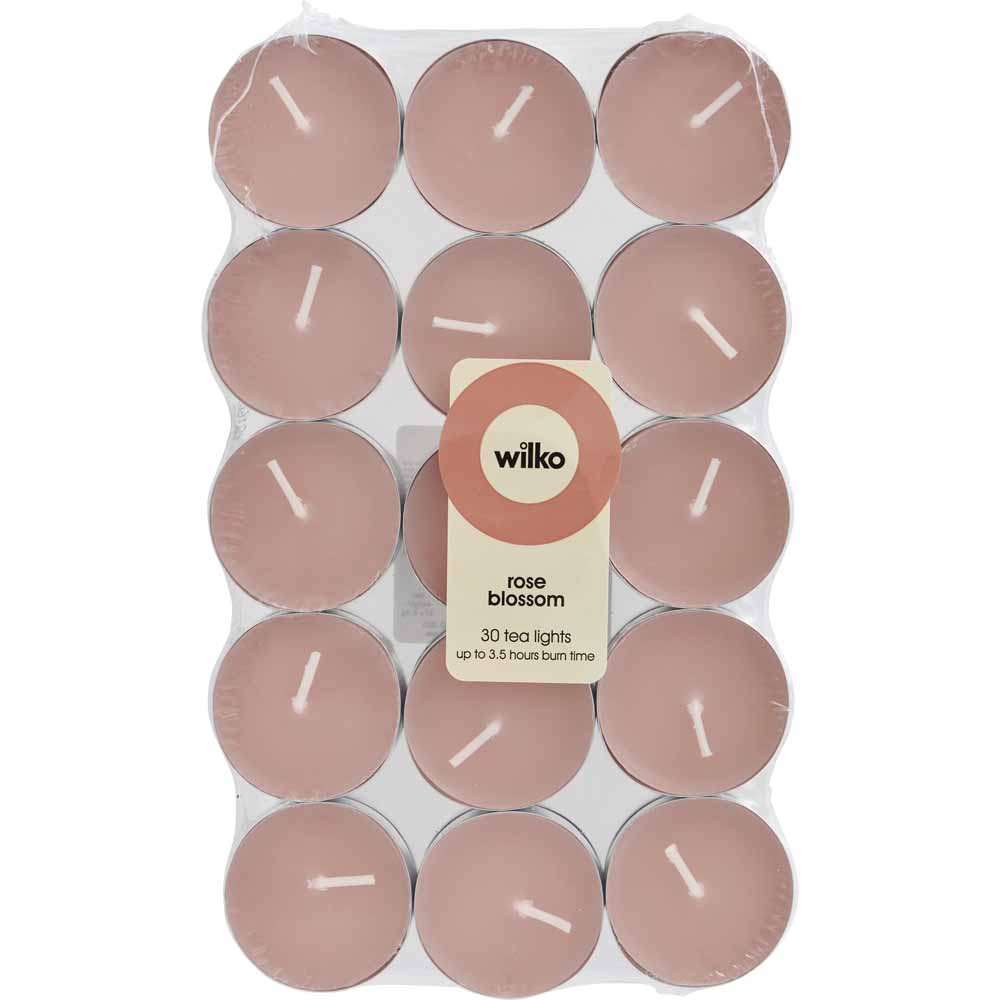 Wilko Scented Tealights Rose 30pk Wilko