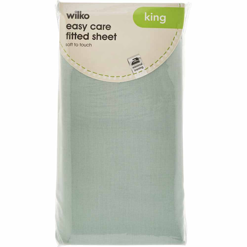 Wilko Easy Care Eau de Nil King Size Fitted Sheet Image 2