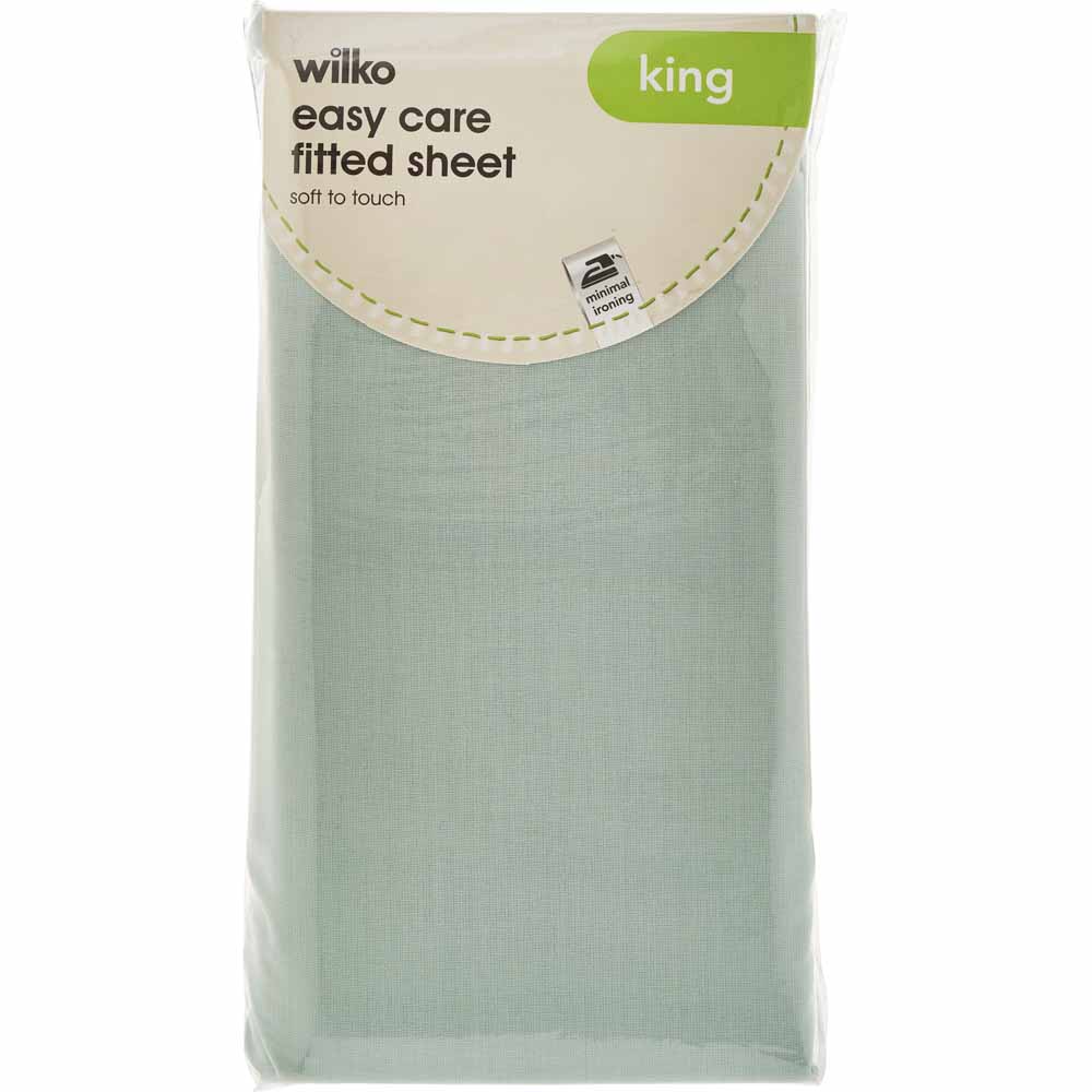 Wilko Easy Care Eau de Nil King Size Fitted Sheet Wilko