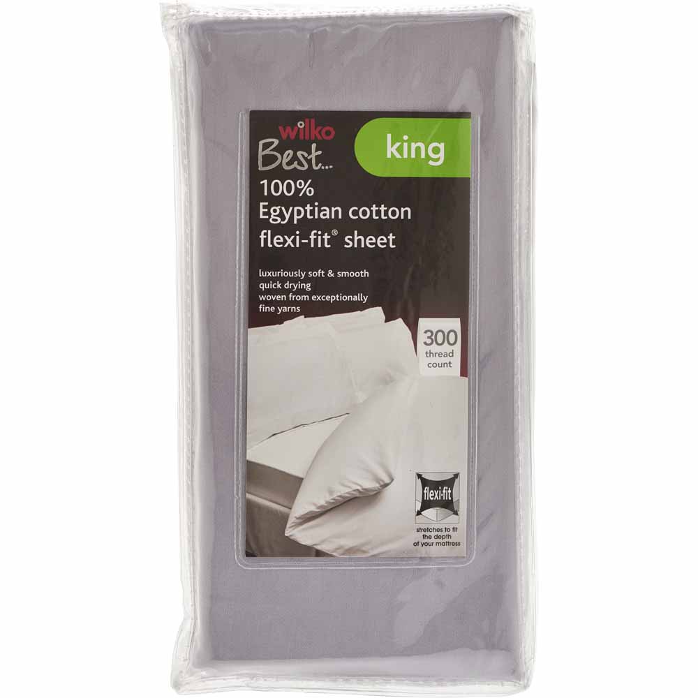 Wilko Best 100% Egyptian Cotton Grey King Size Fitted Sheet Image 2