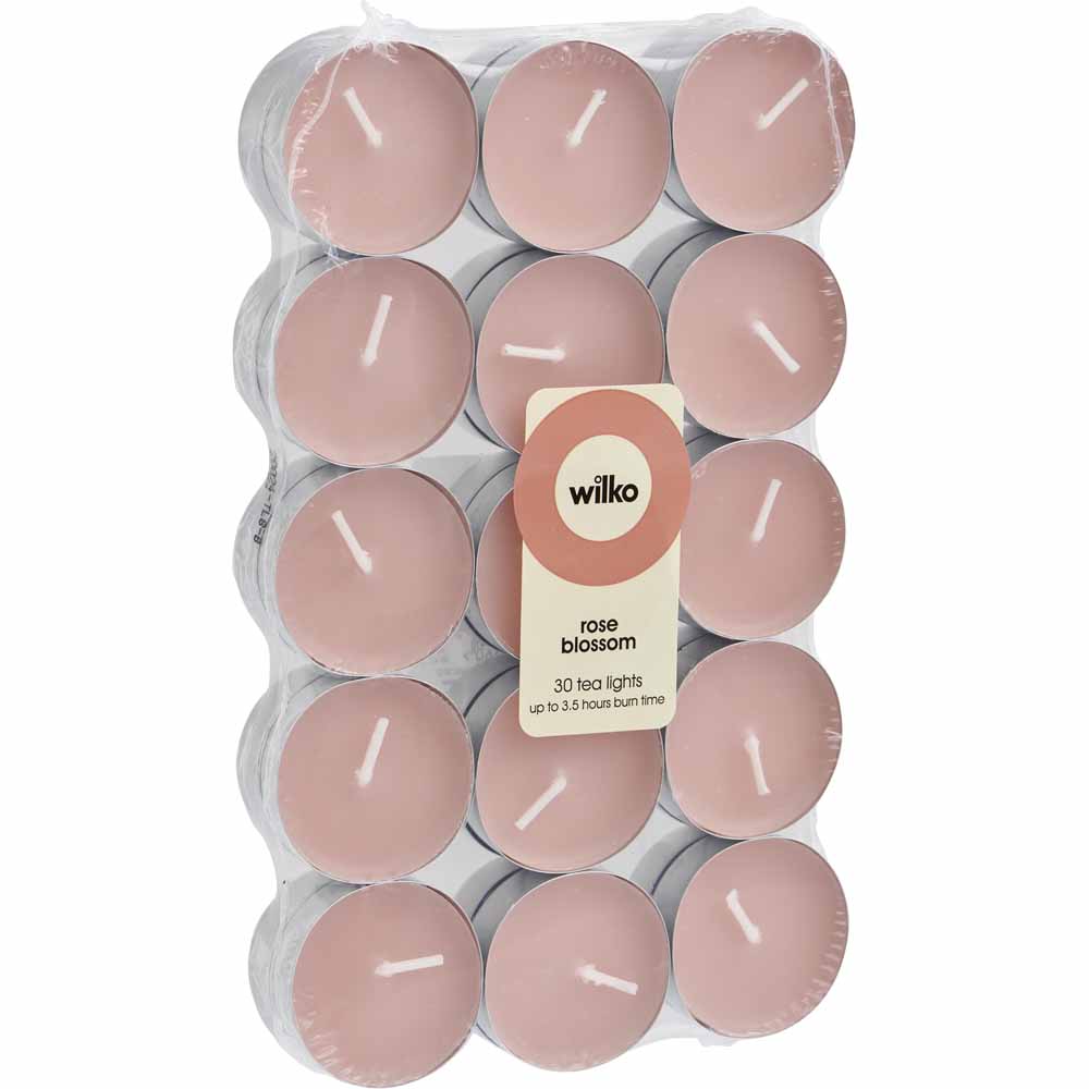 Wilko Scented Tealights Rose 30pk Wilko