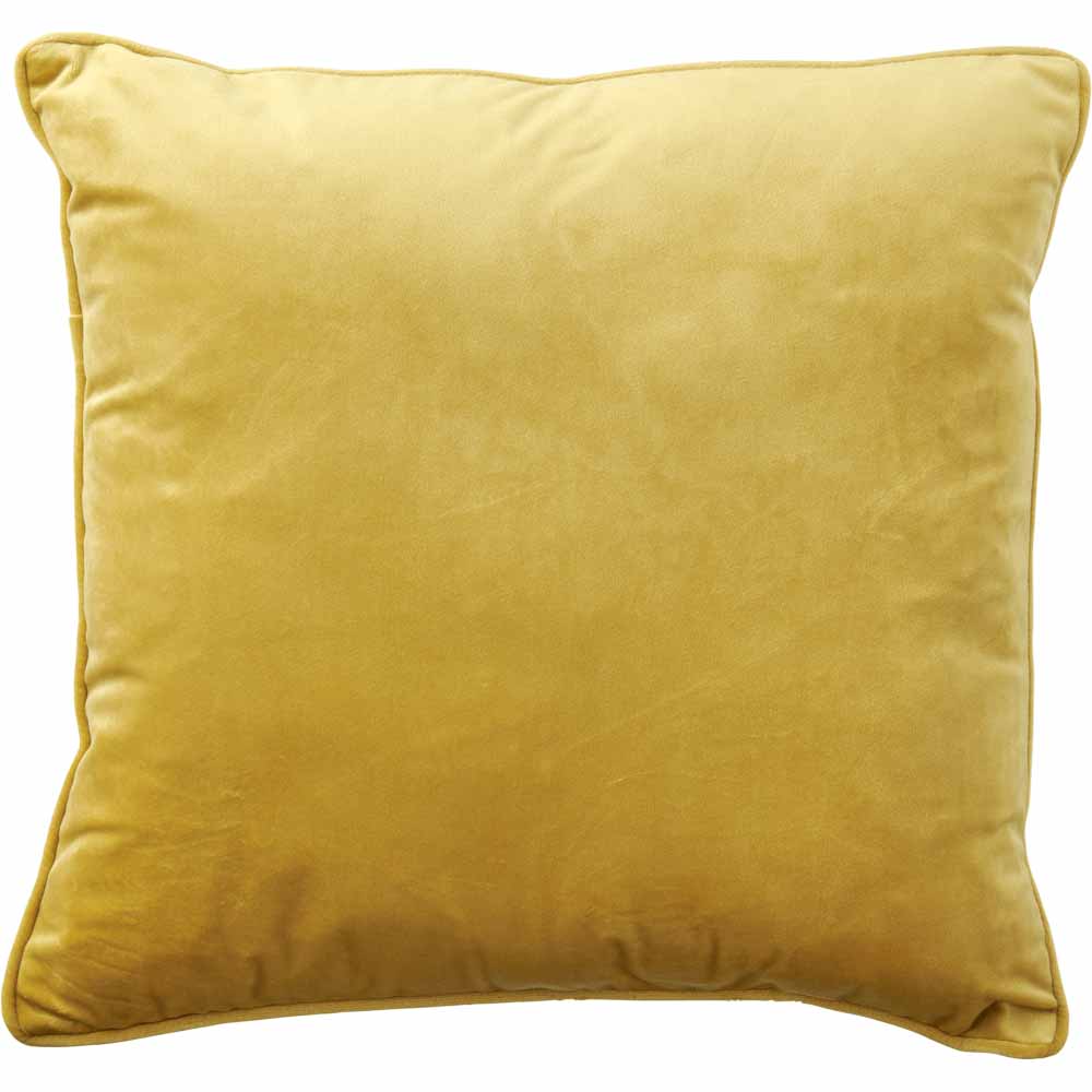 Wilko  Ochre Velour Cushion 43x43cm