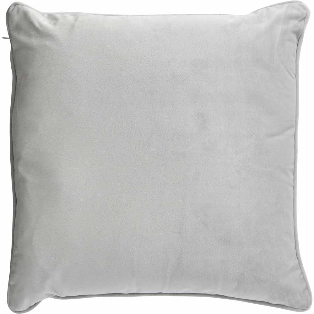 Wilko Grey Velour Cushion 43x43cm Image 1