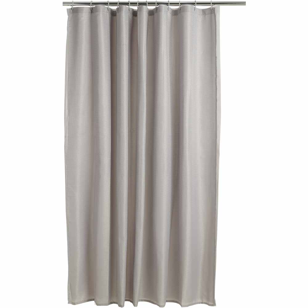 Wilko Grey Waffle Shower Curtain Image 1