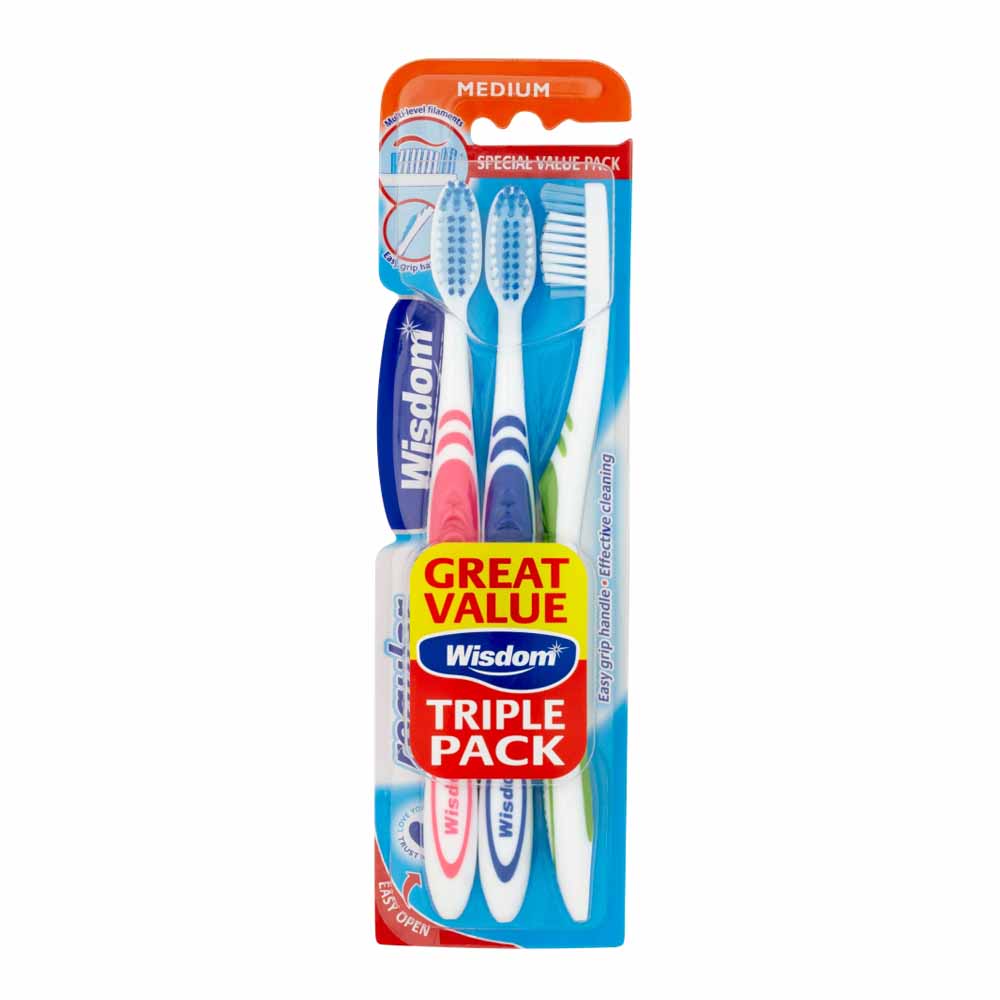 Wisdom Regular Fresh Medium Toothbrush 3 pack Image
