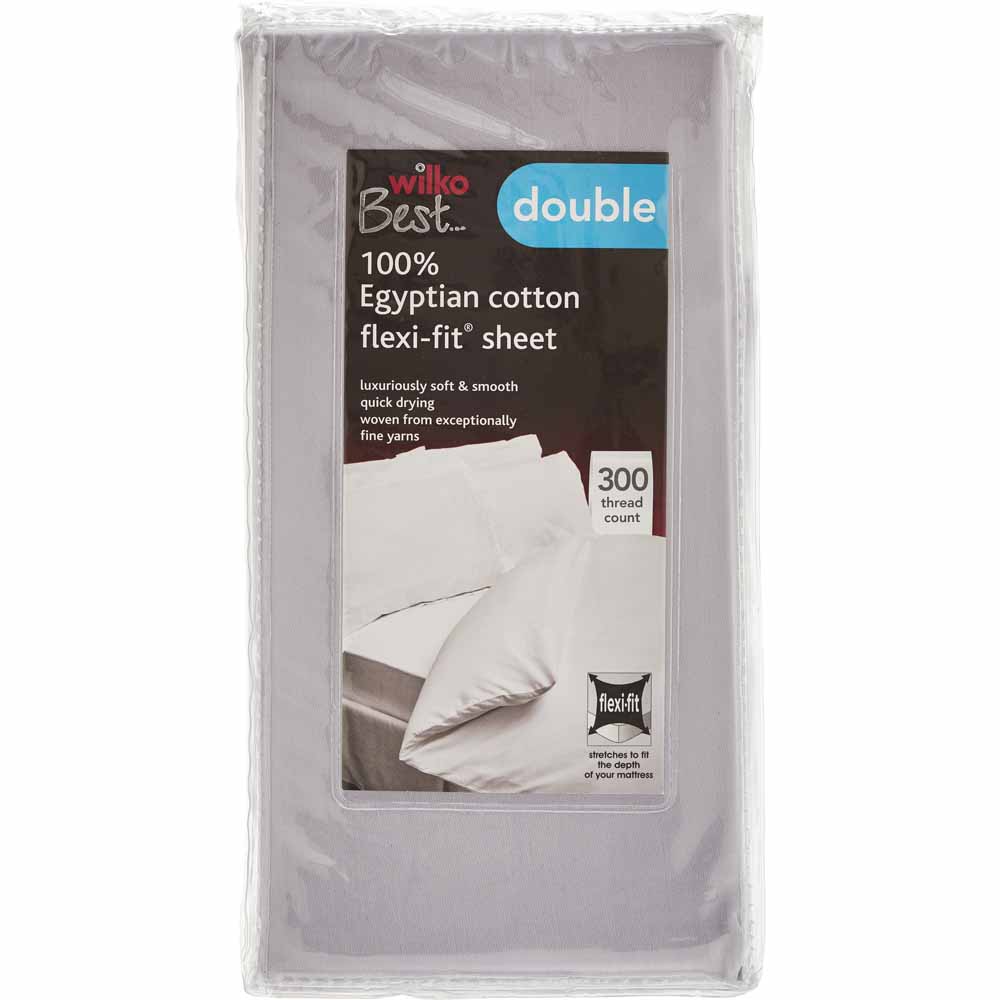 Wilko Best 100% Egyptian Cotton Grey Double Fitted  Sheet Image 2