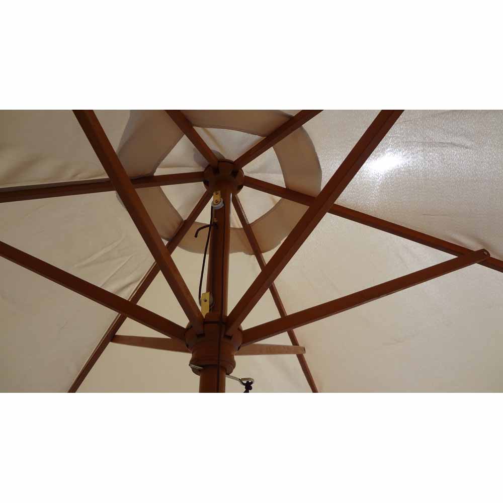 Charles Bentley Wooden Parasol Cream 2.4m Image 2