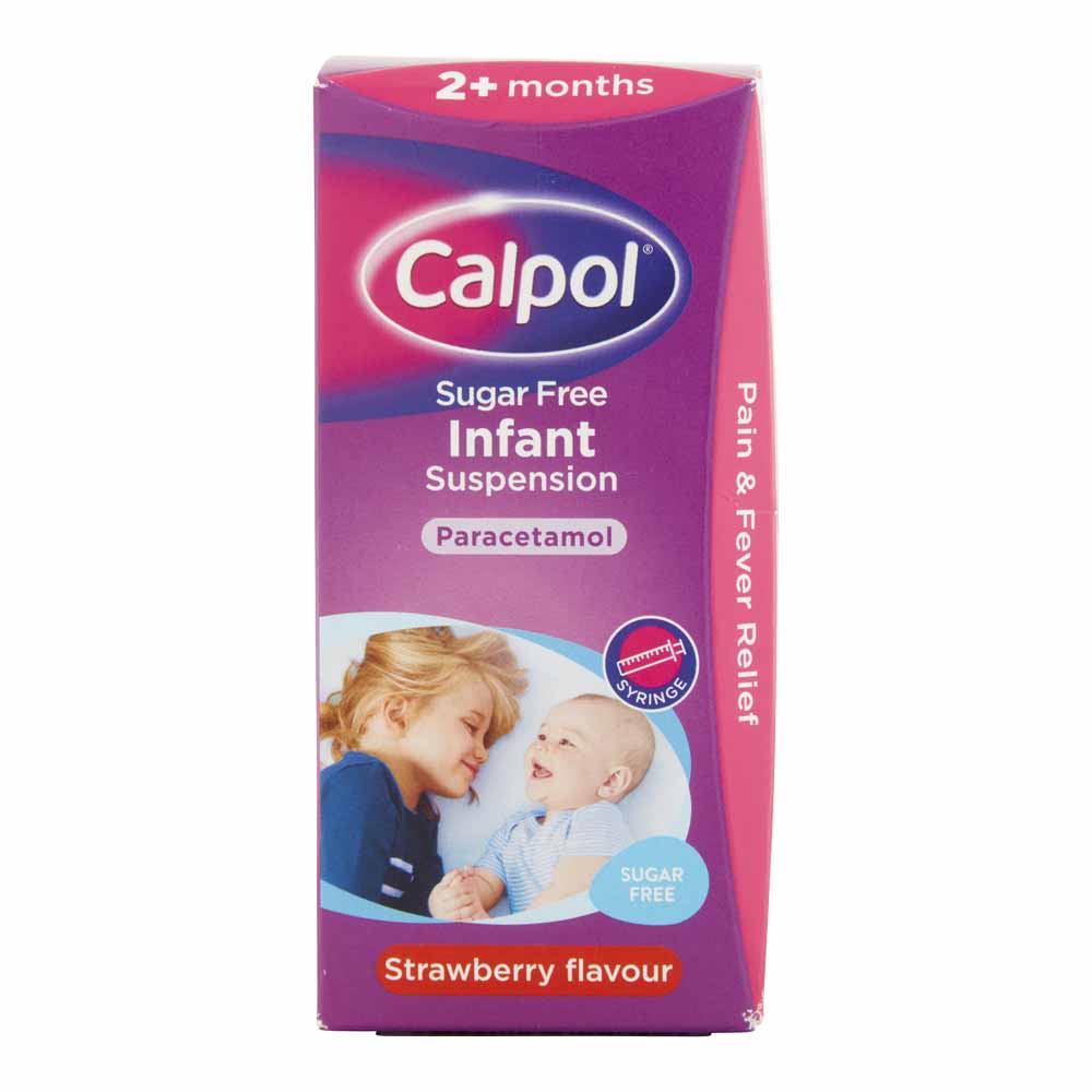 Calpol Sugar Free Infant Paracetamol Suspension Strawberry Flavour 2+ months 100ml  - wilko