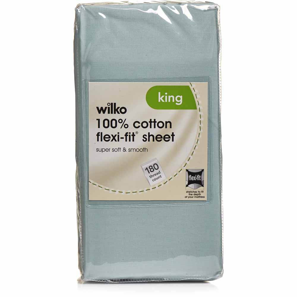 Wilko Easy Care King Duck Egg Fitted Bed Sheet Image 2
