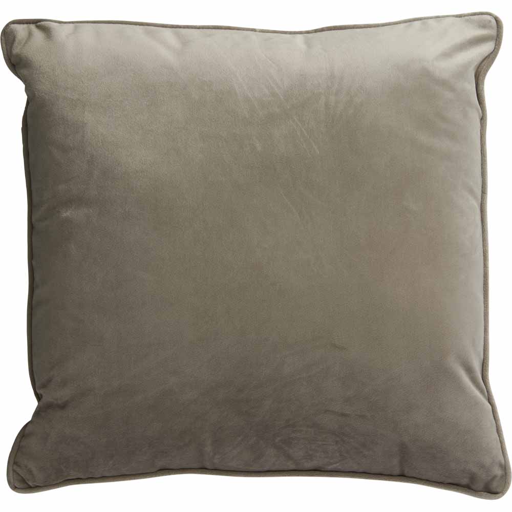 Wilko Stone Velour Cushion 43x43cm Image 1