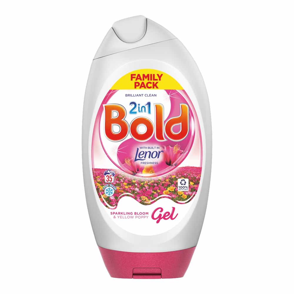 Bold 2 in 1 Sparkling Bloom and Poppy Washing Liquid Gel 35 Washes 1.295L Image 2