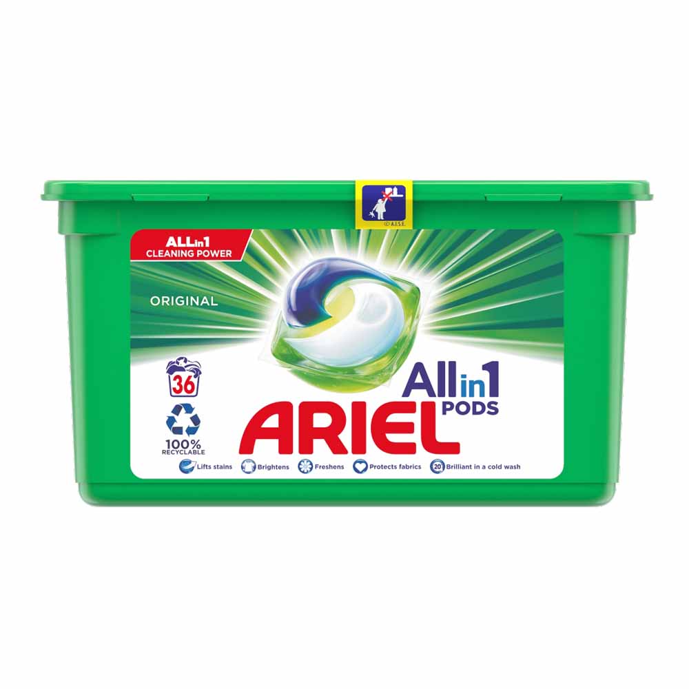 Ariel Original All-in-1 Pods Washing Liquid Capsules 36 Washes Image 1