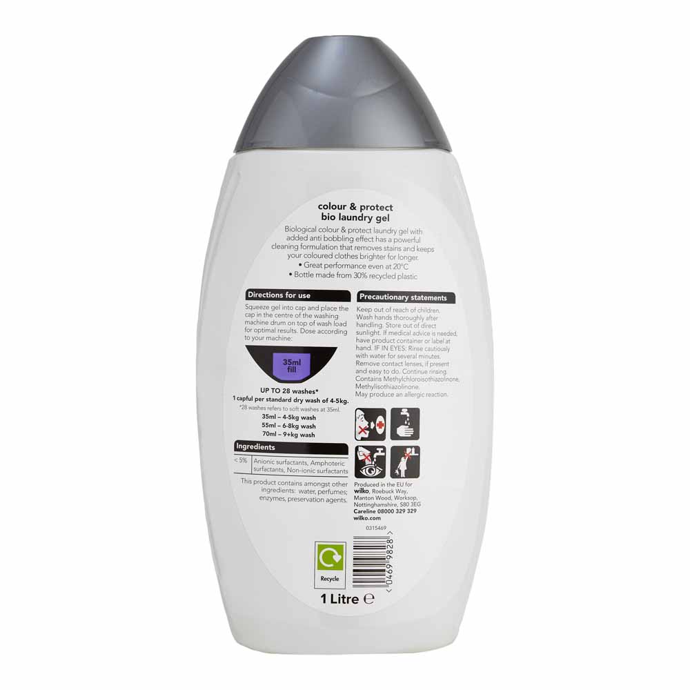 Wilko Colour Protect Laundry Gel 28 Washes 1L Image 2