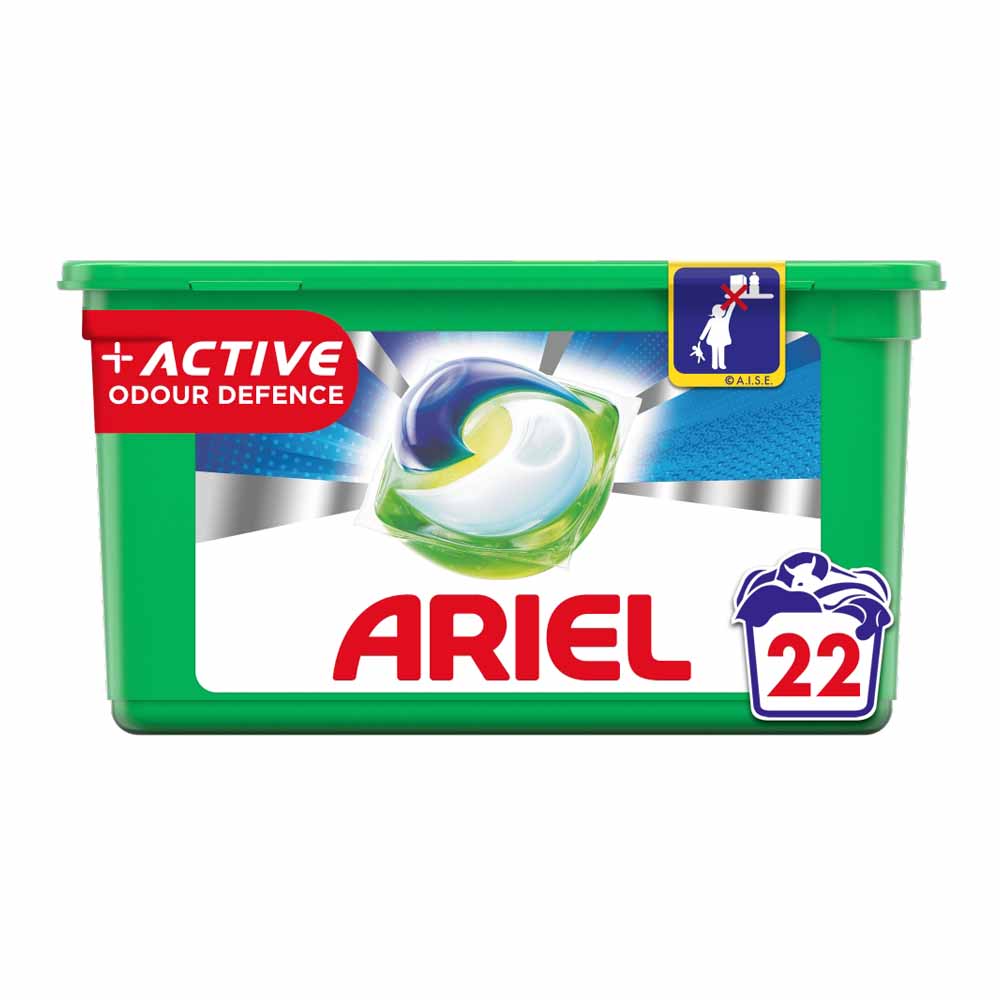 Ariel +Active Defence All-in-1 Pods Washing Liquid 22 Washes Image 1