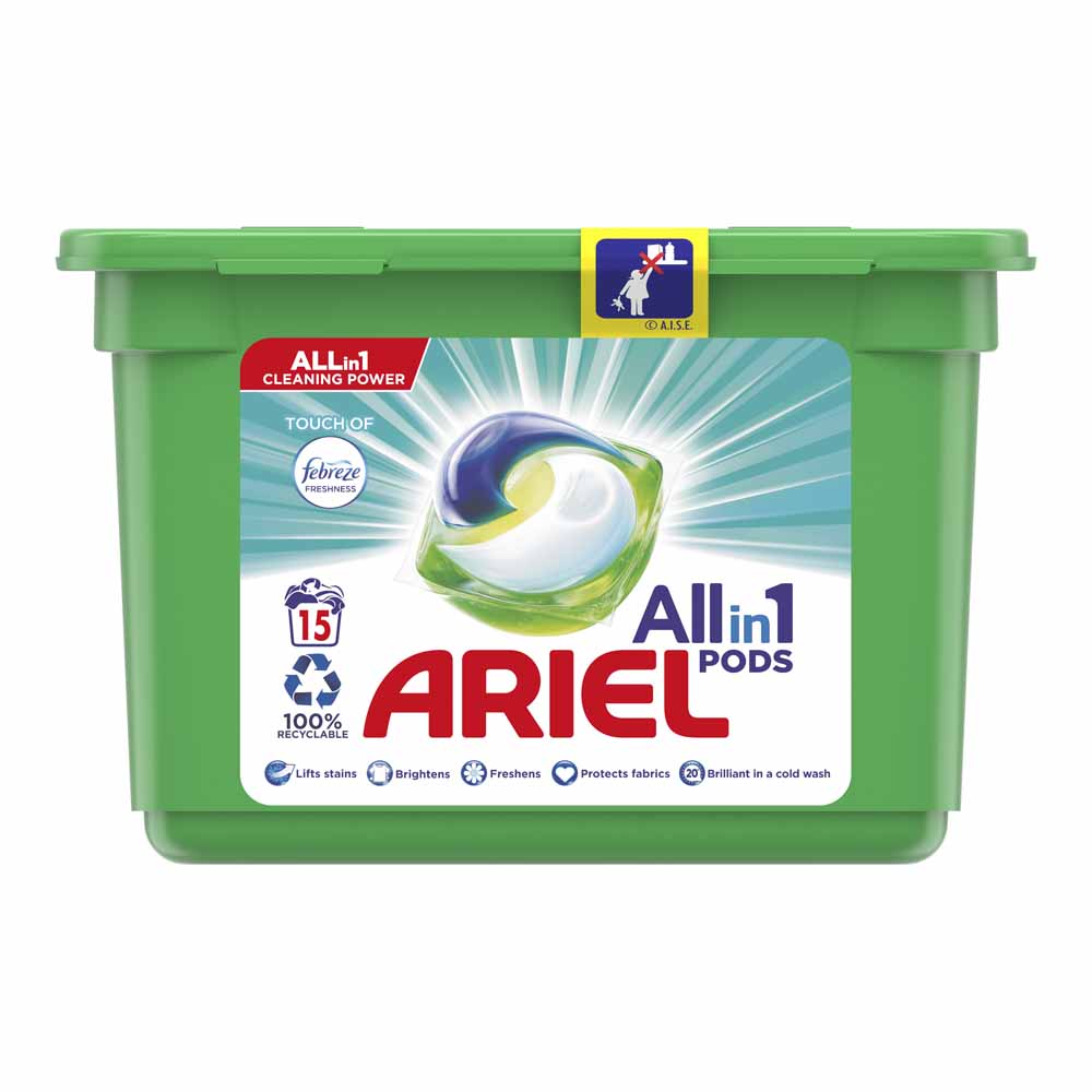 Ariel Touch of Febreze All-in-1 Pods Washing Capsules 15 Washes Image