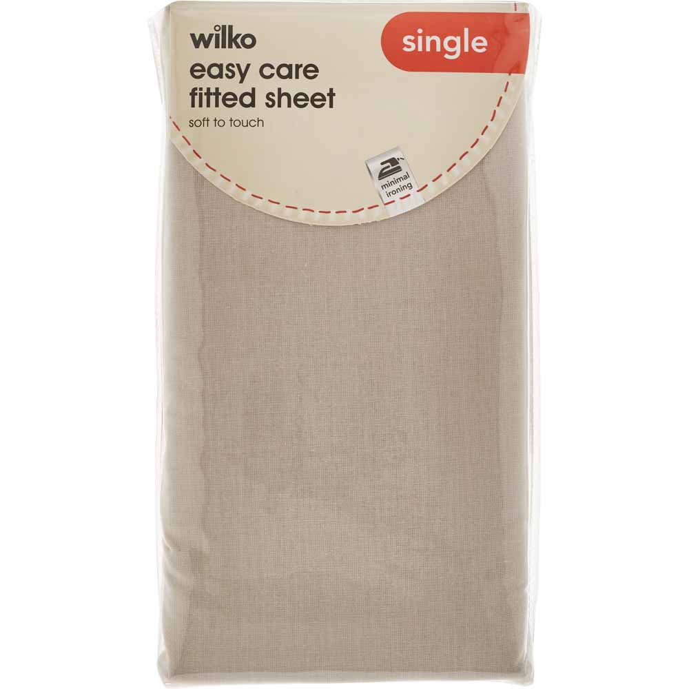 Wilko Easy Care Stone Single Fitted Sheet Wilko
