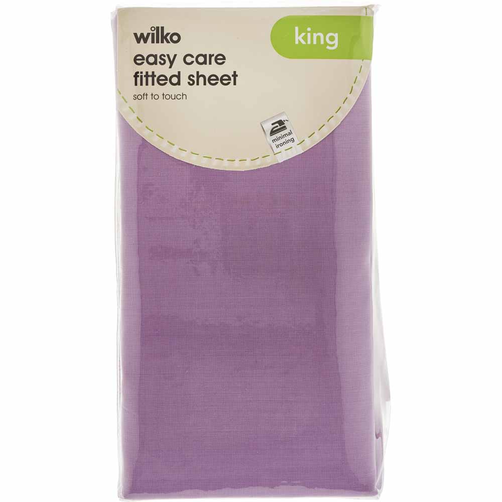 Wilko Easy Care Lavender King Size Fitted Sheet Image 2
