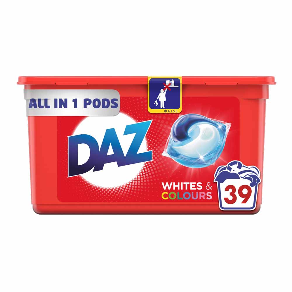 Daz All-in-1 Pods Washing Liquid Capsules For Whites and Colours 39 Washes Image 1